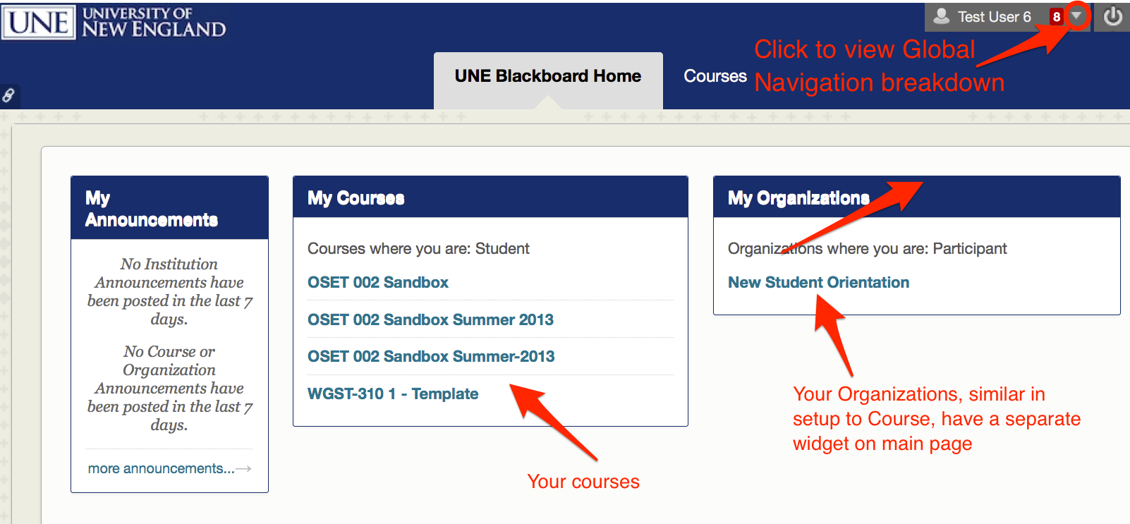 Blackboard Navigation UNE Portal for Online Students Student Portal