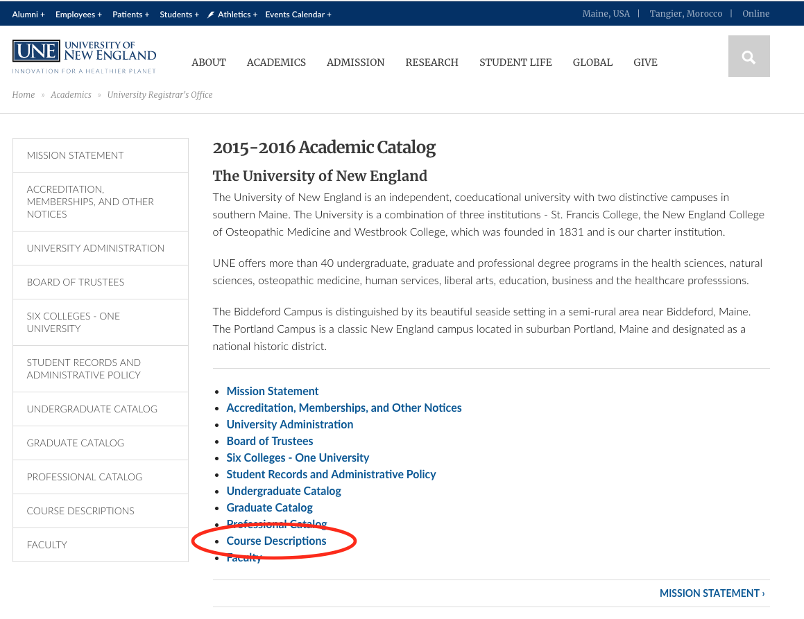How To See The Course Catalog Descriptions From A Specific Year 
