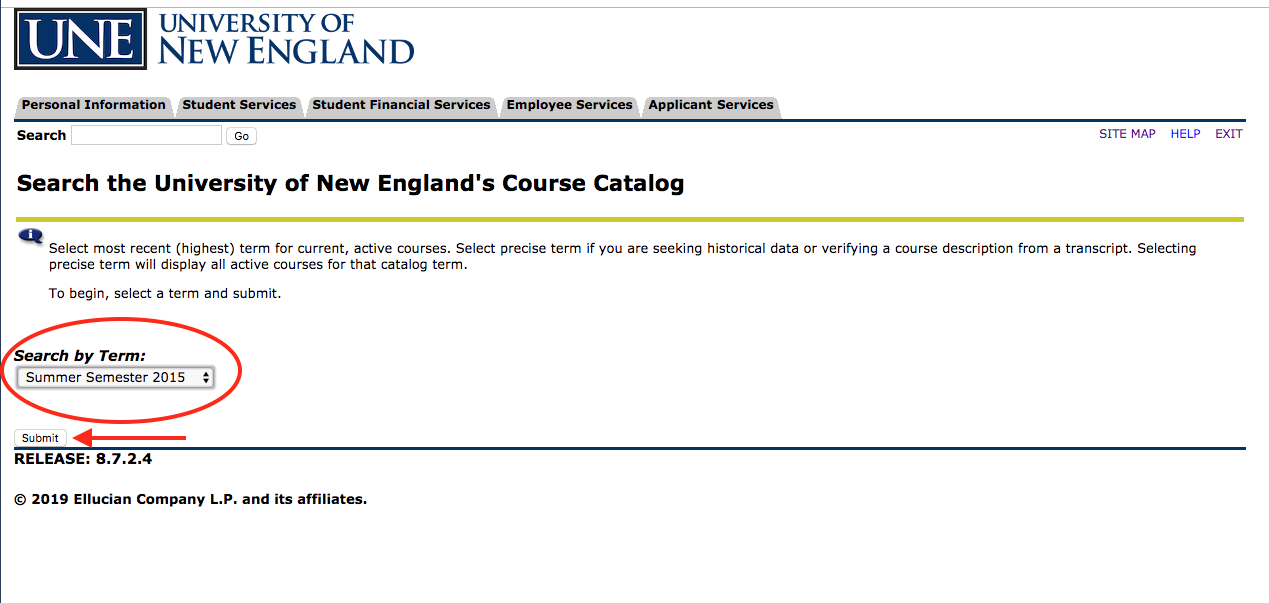 How to See the Course Catalog Descriptions from a Specific Year