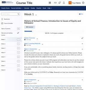 Screenshot of a Course Module in Brightspace