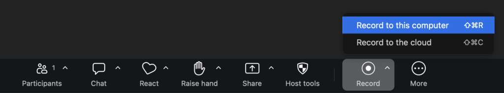 start recording to this computer